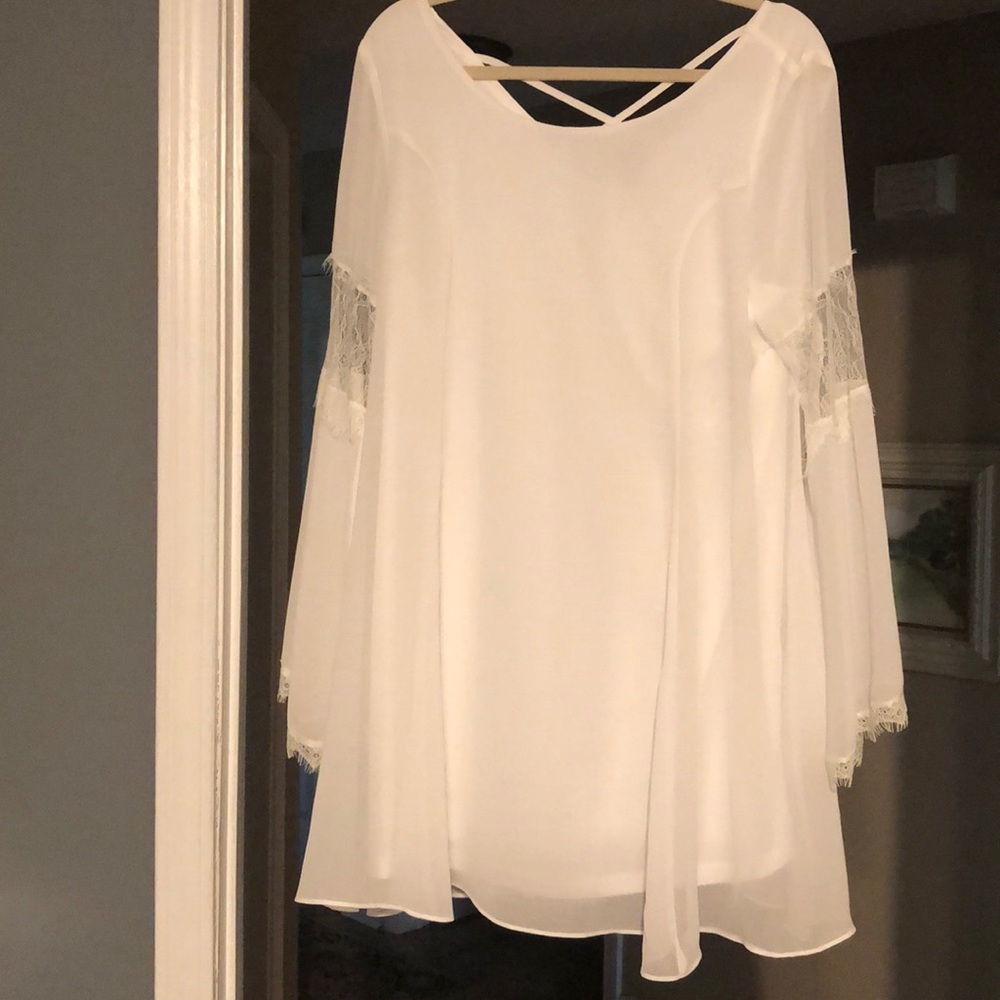 White bell sleeve mini dress never worn